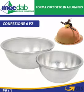 Forma Zuccotto in Alluminio Stampo Per Dolci Mezza Sfera Confezione 6 Pezzi - Foto 1 di 1