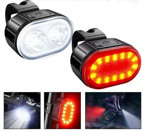 Bright LED Bike Lights Set USB Rechargeable Front Rear Mountain Bicycle Light AU - Picture 1 of 9