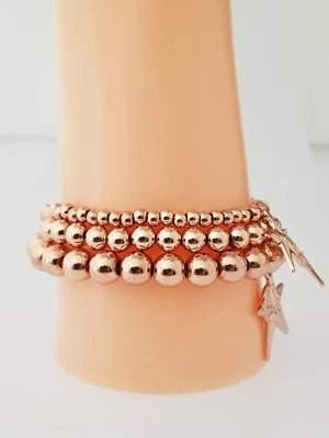 Sommer 2025  Kugel Armbänder 3er Set "Roségold" 18+3 cm Messing  inkl. Versand - Bild 1 von 4