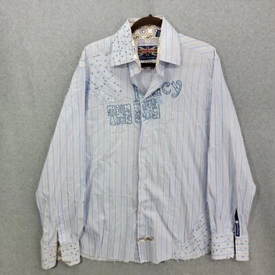 English Laundry "LUCY IN THE SKY" BEATLES  shirt Size LARGE Striped Blue White - Image 1 of 4