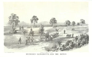 Zwischen Sacramento & den Minen, kalifornischer Goldrausch. G Cooper Lithographie 1853 - Bild 1 von 1