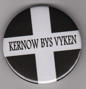 Cornish Language Badge - Kernow Bys Vyken 'Cornwall Forever' Flag Pin Button - Bild 1 von 1