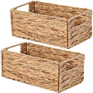 Wicker Storage Basket Set Of 2 Handwoven Storage Baskets For Organizing Small Wi - Picture 1 of 8