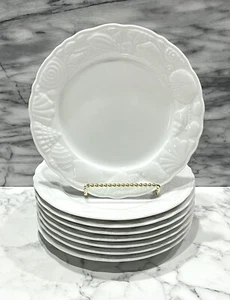 8 Sakura Pebble Beach weiß geprägt Muschel Dessert/Salat/Beilagen Teller 7 7/8"EG - Bild 1 von 10