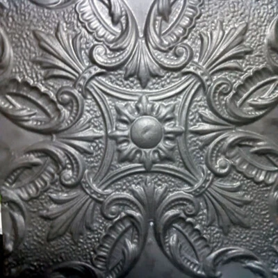 Lindo teto vitoriano antigo azulejo de estanho flores de acanto casa de campo lona chique - Imagem 1 de 4