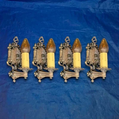 Cuatro apliques de pared vela acabado bronce original 4 puentes moe 5K Foto 1 de 4