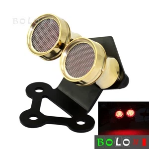 Motorcycle Solid Brass LED Taillight Dual Stop Lamp For Harley Bobber Chopper - Picture 1 of 10