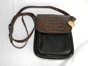 Vintage Brahmin Leather Crossbody Bag / Purse - Black & Brown - Picture 1 of 8