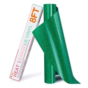 Rollo de vinilo de transferencia de calor de 10" x 8 pies verde brillo HTV para camisetas HTVRONT - Imagen 1 de 6