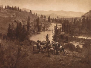 On Spokane River 1910 by Edward S Curtis Western Giclee Art Print Ships Free - Picture 1 of 3