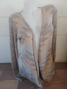 Maurices Peach Tan Tribal Print Light Weight Knit Fringe Sweater Size M - Picture 1 of 4