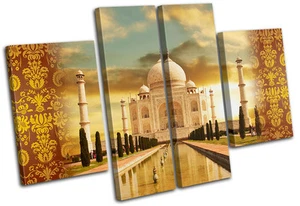 Taj Mahal Golden Landmarks MULTI CANVAS WALL ART Picture Print VA - Picture 1 of 1