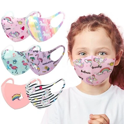 6 Pack Set Kids Girls Unicorn Soft Lightweight Washable & Reusable Face Masks - Image 1 of 3