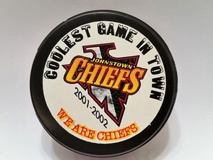 2001-02 JOHNSTOWN CHIEFS Coolest Game in Town ECHL Hockey GAME PUCK 