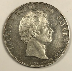 1827 German State Thaler Bavaria Ludwig I. KM380. Almost Uncirculated. - Picture 1 of 3