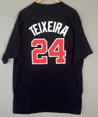 Camiseta deportiva vintage de los Atlanta Braves MLB Mark Teixeira #24 Majestic Navy XL nueva sin etiquetas Foto 1 de 4