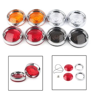 3-1/4" Turn Signal Bezels Red Lens Cover&Trim Rings For Harley Touring Road King - Bild 1 von 12