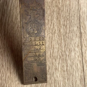 1911 Richardson Automatic Scale Brass ID Tag Name Plate Plaque New York - Picture 1 of 6