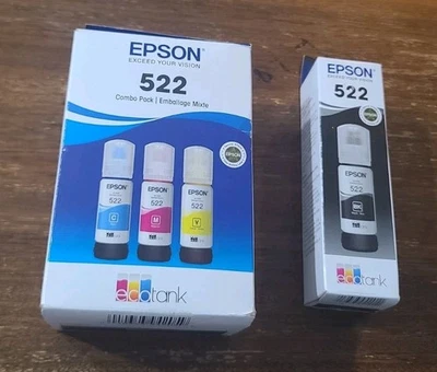 Genuine Epson 522 Ink 4 Bottles - Image 1 of 4