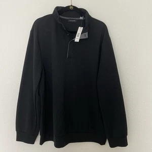 Tahari Mens Size XL Pullover Sweater Black 1/4 Snap Button Sweatshirt Preppy NEW - Picture 1 of 9