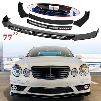 For Mercedes Benz W211 E350 E500 E55 AMG Gloss Front Bumper Lip Splitter Spoiler - Image 1 of 4