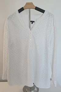 TALBOTS Damen Tunika Oberteil weiß Blumen Ösen Gr. XL -394 - Bild 1 von 7