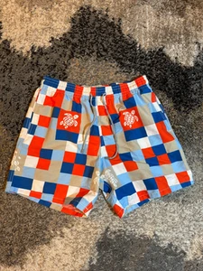 Vilebrequin Swim Trunks | XL | Turtle Logo | Red Blue Tan Grid | Luxury Resort - Picture 1 of 8