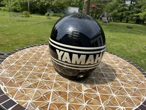 Vintage Team YAMAHA Helmet Motorcycle Open Face Black & White - 7 3/4 - Picture 1 of 10