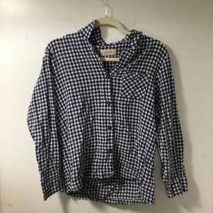 Papinelle Womens Medium Blue & White Checkerboard Button Up Shirt New - Picture 1 of 2