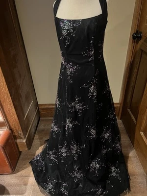 Vestido de noche Zum Zum by Niki Livas años 90 negro cuello halter talla 7/8 Foto 1 de 4