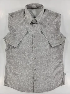 Camisa Lululemon Para Hombre Grande Gris Aireación Geométrica Fácil Rendimiento Logo Abotonado - Imagen 1 de 11