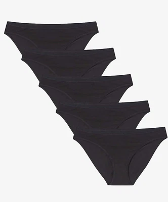 Paquete de 5 bragas de bikini de algodón para mujer Iris & Lilly talla 12 negras Foto 1 de 4