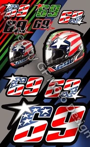 Nicky Hayden 69 USA Decals 10 Stickers Set MotoGP Kentucky Kid Laminated /92 - Imagen 1 de 1
