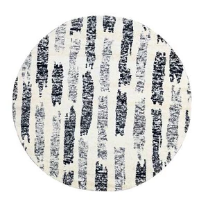 7'10"x8' Black & Ivory Wool Modern Design Hand Knotted Round Oriental Rug R84434 - Picture 1 of 8