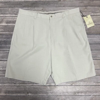 Tommy Bahama Sandpoint 米色亚麻打褶垂直条纹纹理连衣裙短裤  — 第 1/4 张图片