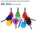 Knurl screws high shape M8 M10 x6-12 mm aluminium + stainless steel knurl screw screws