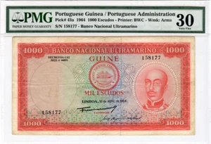 PORTUGUESE GUINEA 1964 ISSUE 1000 ESCUDOS BANKNOTE PMG VF-30. PICK#43a. - Picture 1 of 2