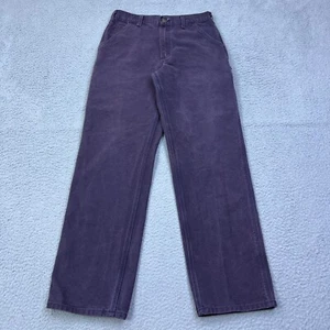 Carhartt B11 MDT Carpenter Pants Mens 32x34 Washed Purple Canvas Leather Patch - Picture 1 of 16