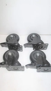 4 Heavy Duty Caster Set 4" Wheels Swivel 2 with Brake Non Skid No Mark Casters - Picture 1 of 2