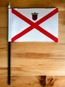 JERSEY Channel Islands Small hand waving FLAG 6" X 4" (15cm x 10cm) flags - Picture 1 of 1