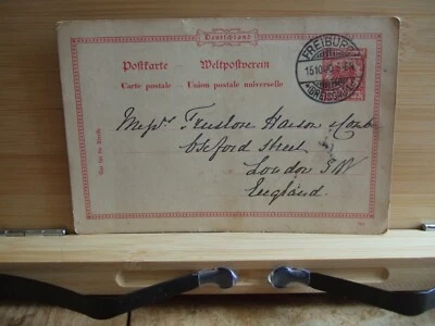 1900 German 10Pf Union Postale Universelle prepaid Postcard FREIBURG Cancel! - Image 1 of 2