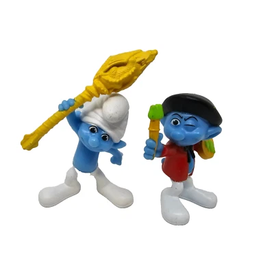 Lot of 2 Smurfs Figures - McDonalds Happy Meal Kids Toys - 2011 Clumsy & Painter - image 1 of 4