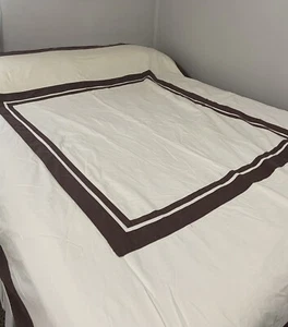 Spa Collection Duvet Queen 78”x82” Brown Cream Button Closure - Picture 1 of 12