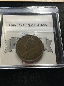 1915  Coin Mart Graded Canadian, Large One Cent, **AU-55** #2 - Picture 1 of 8