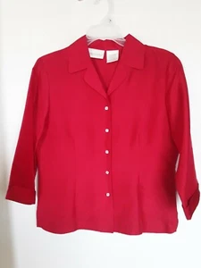 Women Christie & Jill Red Silk  blouse Sz Small - Picture 1 of 3