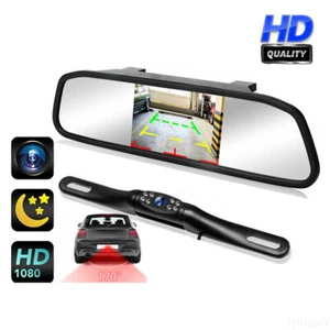 5" Mirror Monitor Car Backup Reverse Camera Rear View System Night Vision 8 LEDs - Picture 1 of 12