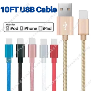 USB Charger Cable 10FT For iPhone 14 13 12 11 Pro Max XR X 8 7 6 5 Charging Cord - Picture 1 of 18