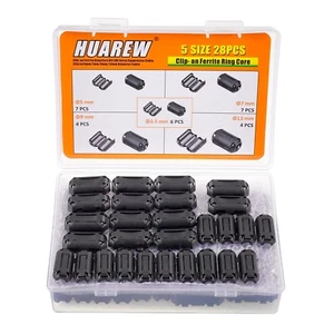 HUAREW Clip-On Ferrite Ring Core RFI Suppressor Cable Clips 28 Pieces - Picture 1 of 1