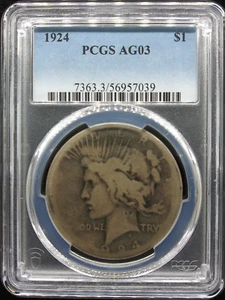 1924 Silver Peace Dollar $1 PCGS AG03 - Picture 1 of 2