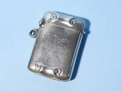 Estuche Vesta de plata esterlina 1899 llavero con iniciales EWJ #ESK Foto 1 de 4